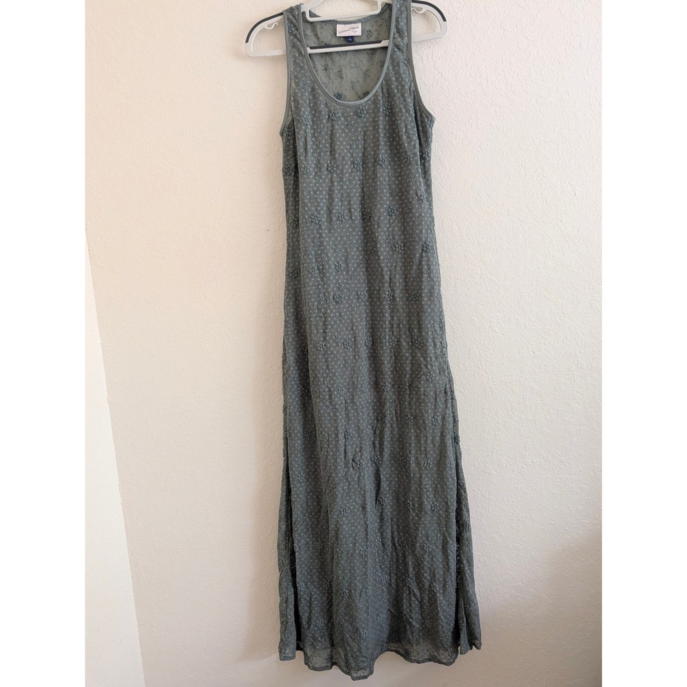 Universal Thread Sage Green Floral Mesh Overlay Sleeveless Maxi Dress Small